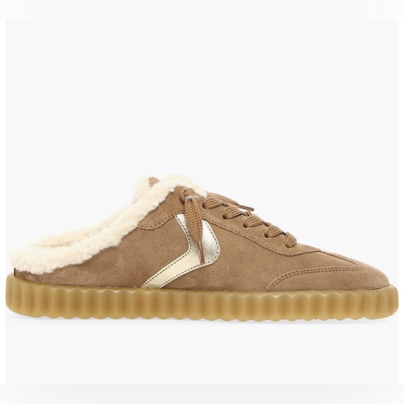 NWT VOILE BLANCHE Ines Faux Shearling Lined Mule in Light Brown - Picture 3 of 16